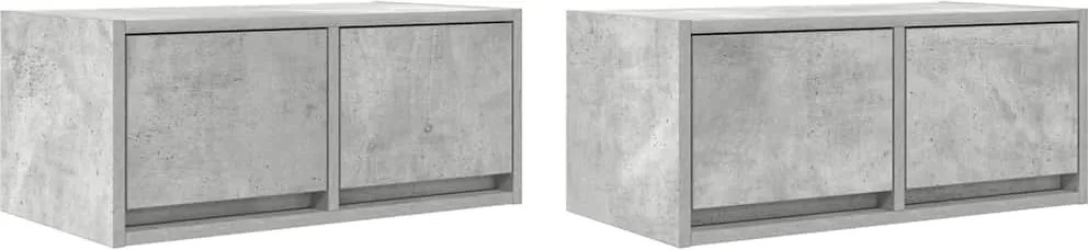 vidaXL 2 db betonszürke szerelt fa TV-szekrény 60x31x25,5 cm