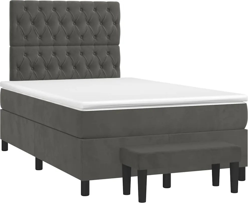 vidaXL sötétszürke bársony rugós ágy matraccal 120x190 cm
