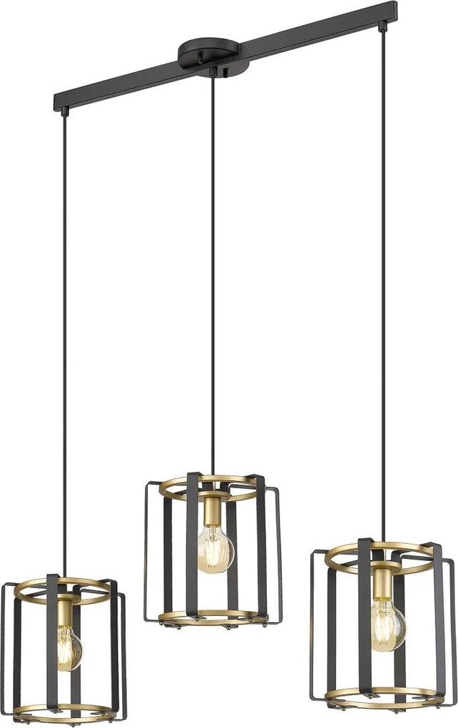 Italux loft modern függeszték primero matt fekete arany itxpnd-44003-3-bk-gd