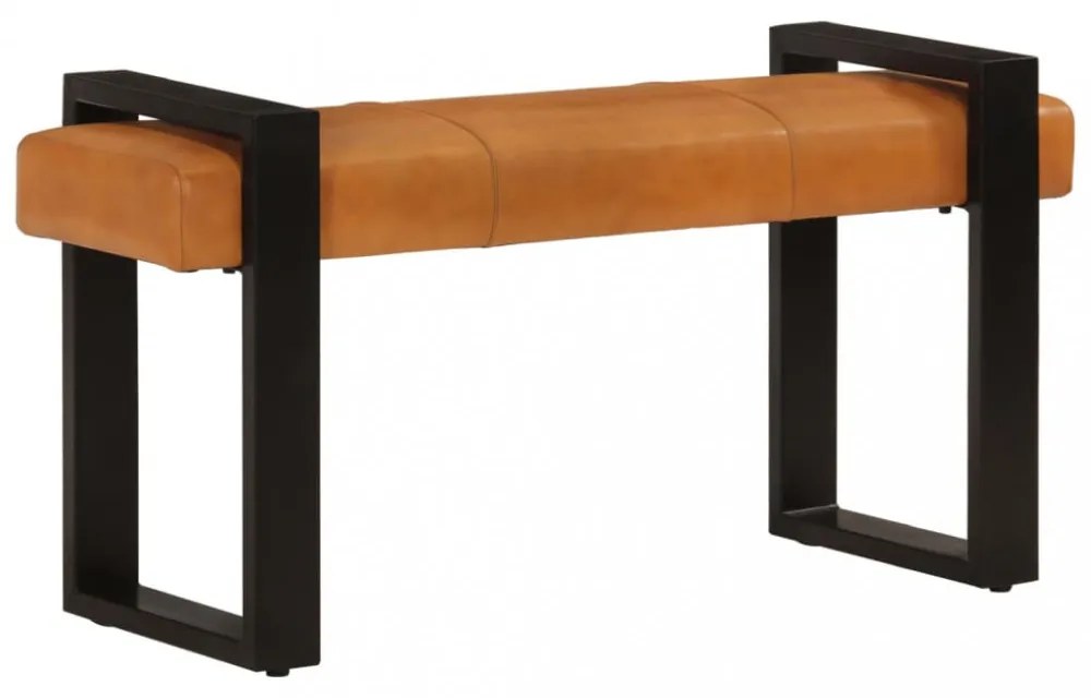 fekete-barna valódi kecskebőr pad 110 cm