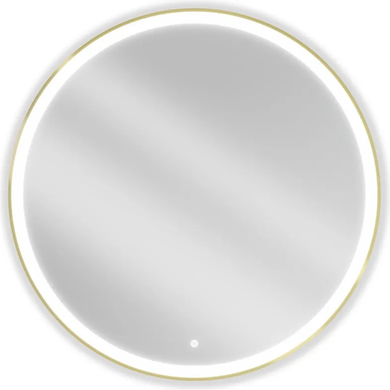 Mexen Esso világított fürdőszobai tükör, kerek 100 cm, LED 6000K, páramentes, arany keret - 9825-100-100-611-50