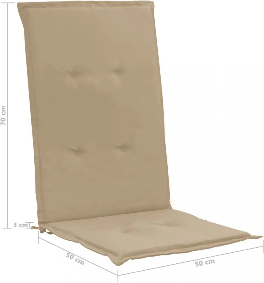 2 db bézs szövet kerti magas háttámlájú székpárna 120x50x3 cm