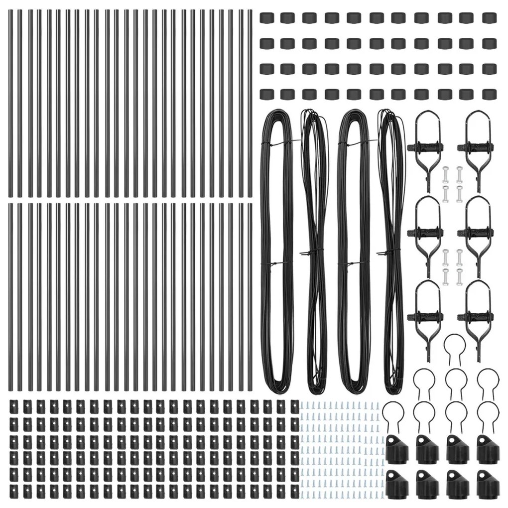 Kerítéstartók 52 db Szürke Ø32 mm 120 cm Horganyzott Acél