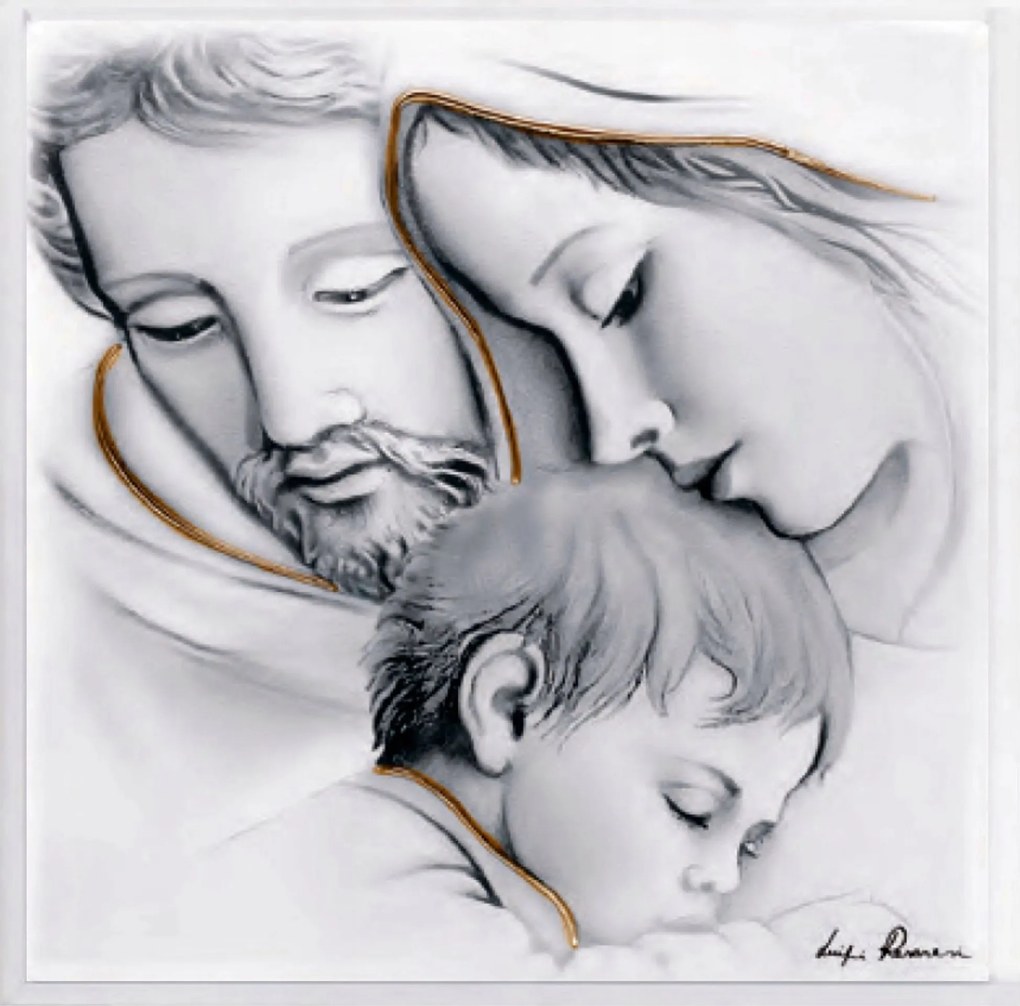 A Szent Család képe fából készült, keretbe foglalva 40x40 cm