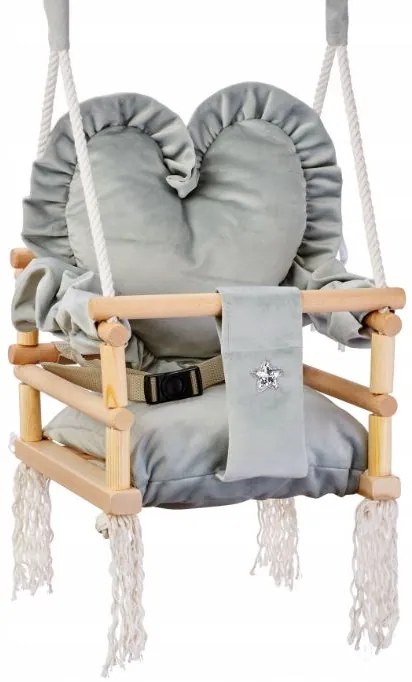Fából készült gyermek hinta Heart Grey
