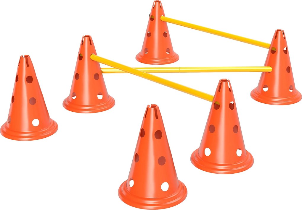 PawHut 3 darabos kutya agility készlet – 6 bója, 3 állítható akadály, hordtáska | Aosom