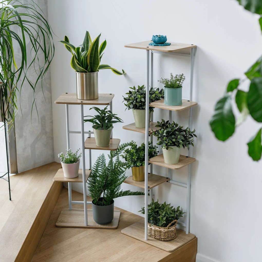 Virágállvány, fehér/sonoma tölgy, LEDOR TYP 1