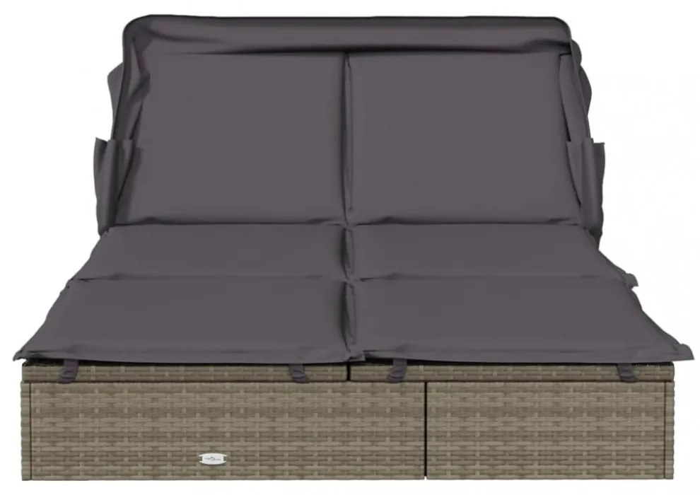 2 személyes szürke polyrattan napágy tetővel 213 x 118 x 97 cm