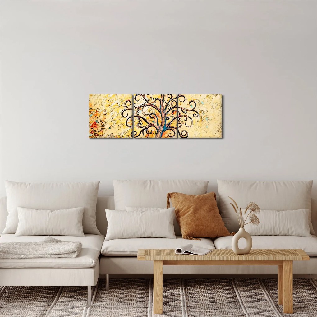 Kép - Mozaik életfa (órával) (90x30 cm)