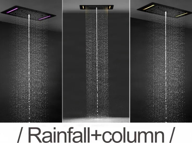 Falba süllyesztett zuhanyrendszer ELITE EDITION BCS1557 LED-világítással, fekete és matt fekete felülettel — Fekete
