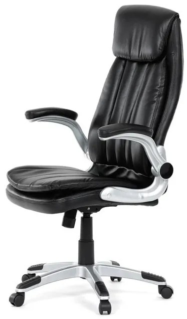 Fekete ökobőr irodai szék hintamechanikával. KA-F1218 BK