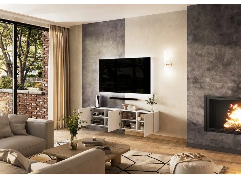 Fehér TV-állvány 183x45 cm Piana – Germania