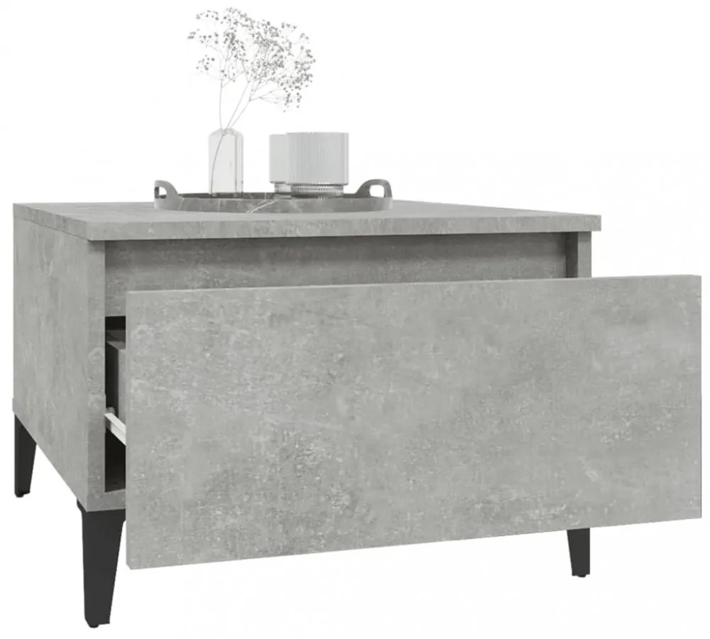 2 db betonszürke szerelt fa kisasztal 50x 46 x 35 cm