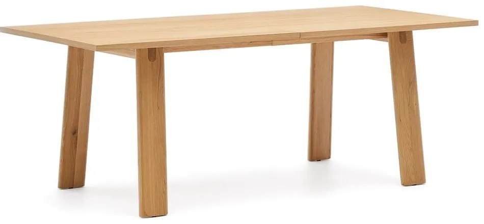 Bővíthető étkezőasztal tölgyfa dekoros asztallappal, hosszabbító asztallappal 95x200 cm Arlen – Kave Home