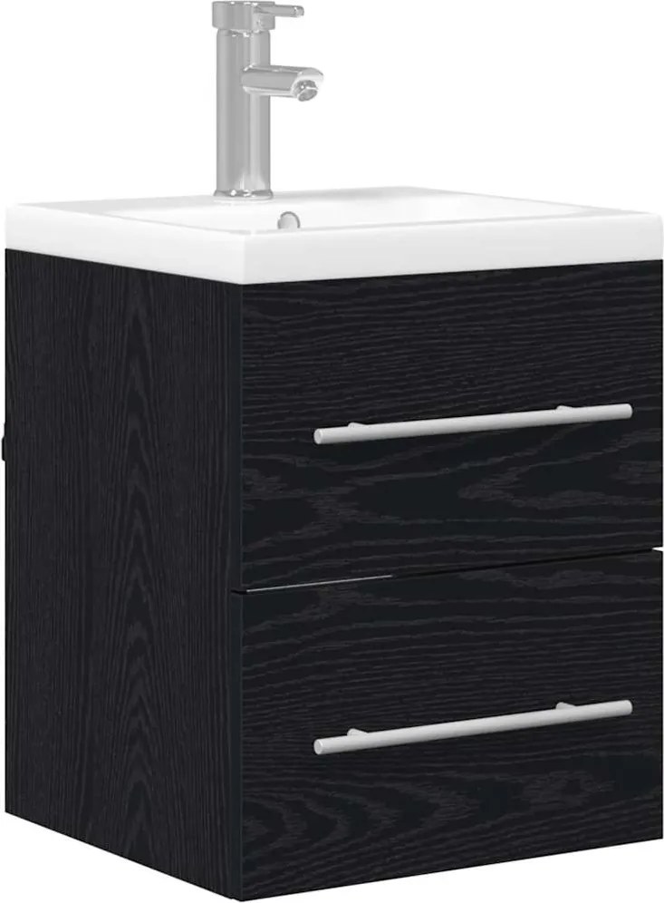 vidaXL Fürdőszobai mosdószekrény Fekete tölgy 41 x 38,5 x 48 cm