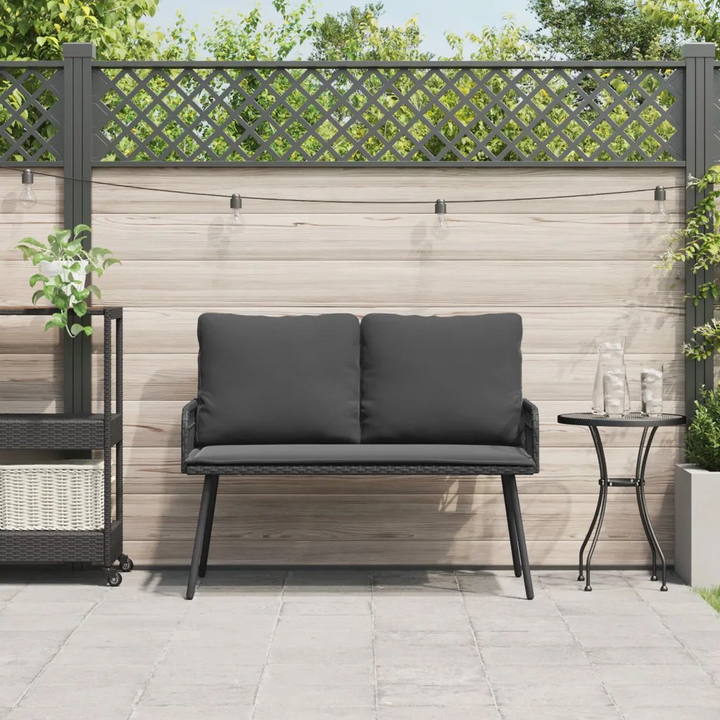 Kerti Pad Fekete 114x64x78 cm Polirattan