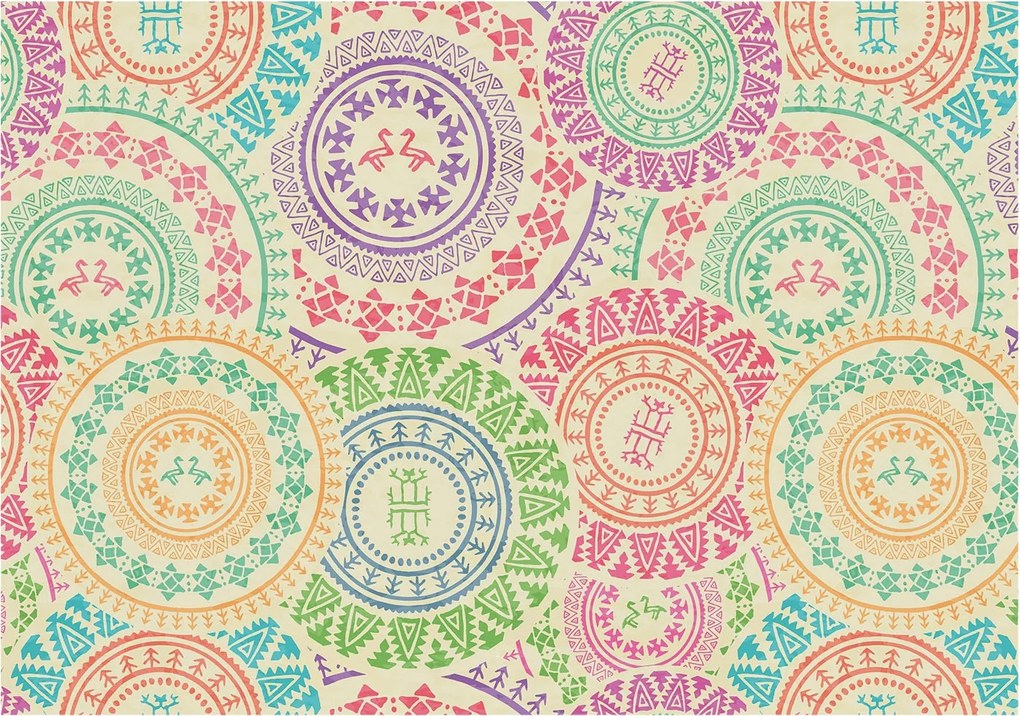 Flizelina Dekoratív Fotótapéta Hálószobába Színes mandalák 208x146 Ragasztó