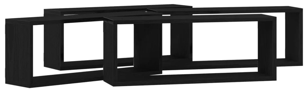 Fali Polcok Szett 4 - Fekete Tölgy - 60x15x23 cm - Mérnöki Fából Készült