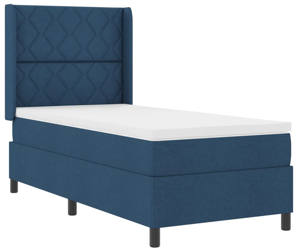 Boxspring Ágy Matraccal Kék 90x200 cm Textil