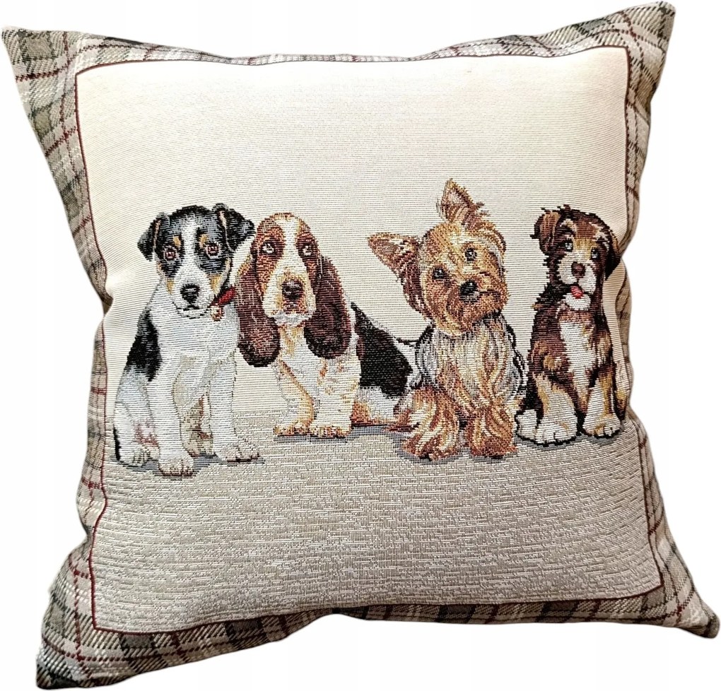 Dekoratív párnahuzat 45x45 cm Kutyás kockás