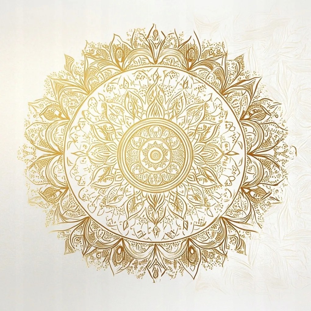 Vászonkép Canvas Mandala Fehér Arany Harmónia Wellbeing Zen 80x80