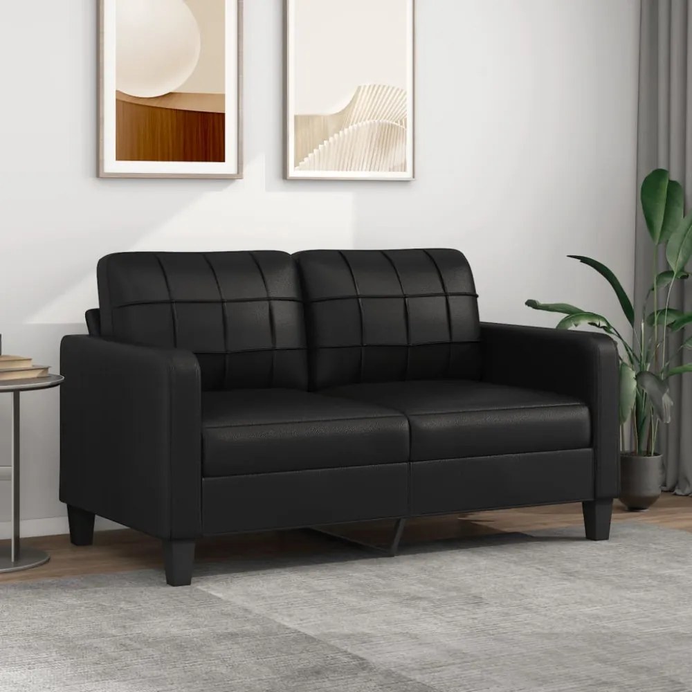 vidaXL 2 személyes fekete műbőr kanapé 140 cm