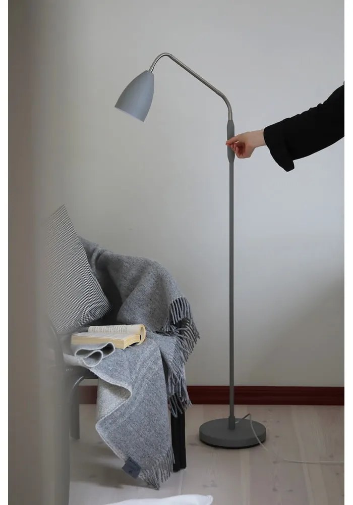 Szürke LED dimmelhető állólámpa fém búrával (magasság 140 cm) Patro – Markslöjd