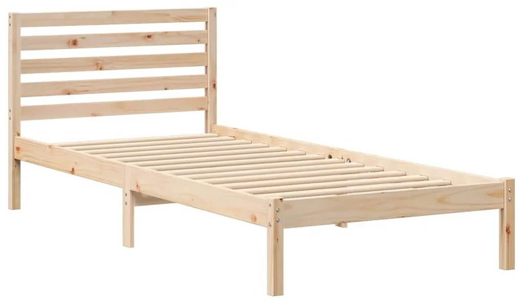 Ágykeret fejtámlával Barna 90 x 210 cm Tömör fenyőfa