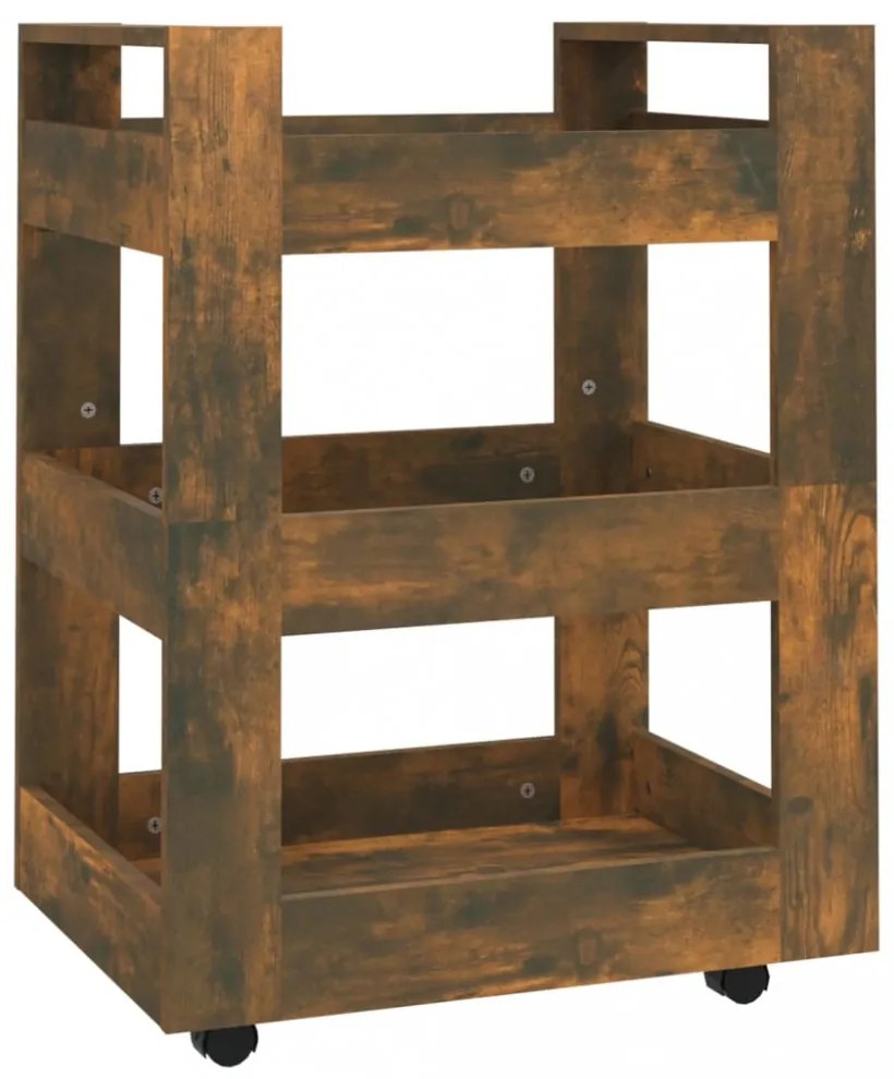 füstös tölgy szerelt fa zsúrkocsi 60 x 45 x 80 cm