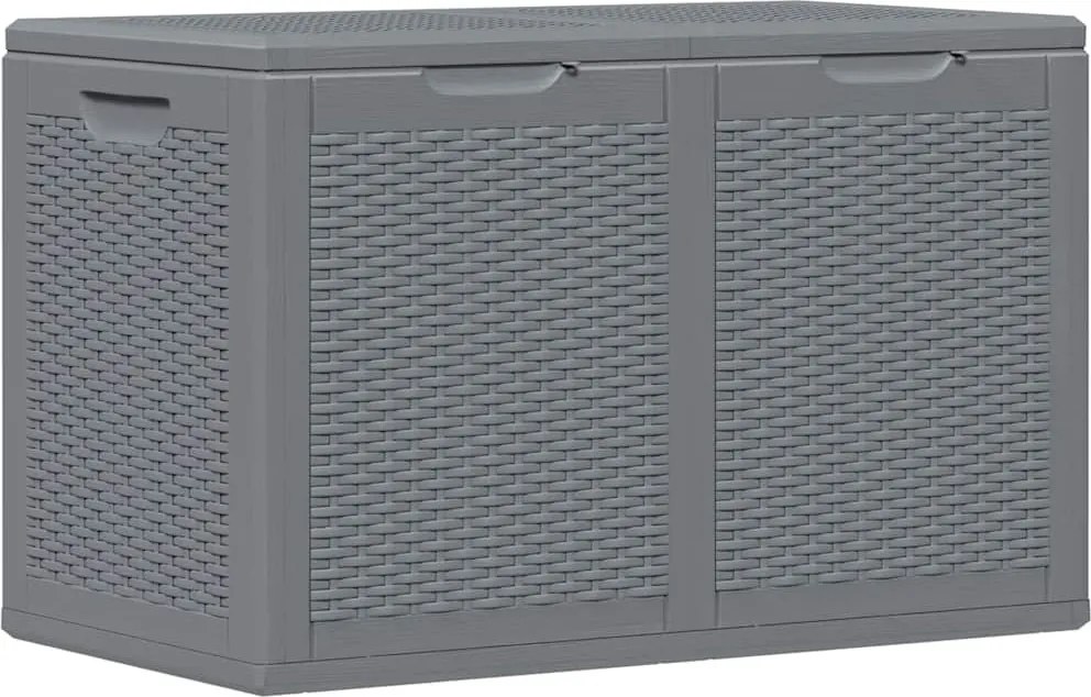 vidaXL szürke PP rattan kerti tárolóláda 180 L