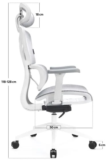 Ergonomikus irodai szék LEVANO szürke/fehér/fekete