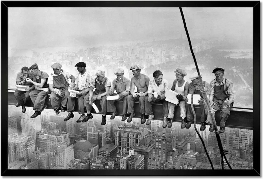 Poszterek keretben 60x40 Munkások a gerendán Ebéd