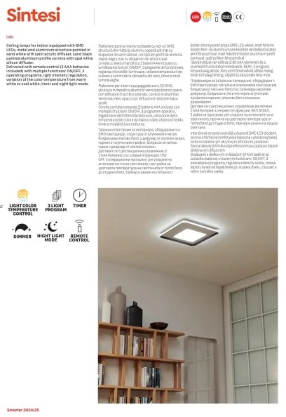 Redo 05-959-LED Dimmelhető mennyezeti lámpa SINTESI LED/45W/230V 3000-6000K + távirányító