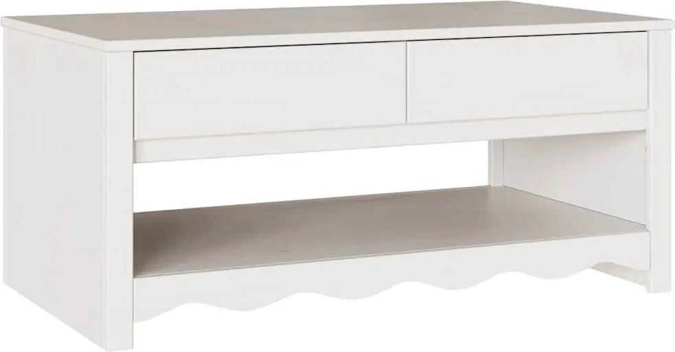 vidaXL Dohányzóasztal Drammen Fehér 99 x 55 x 45 cm Tömör fenyőfa