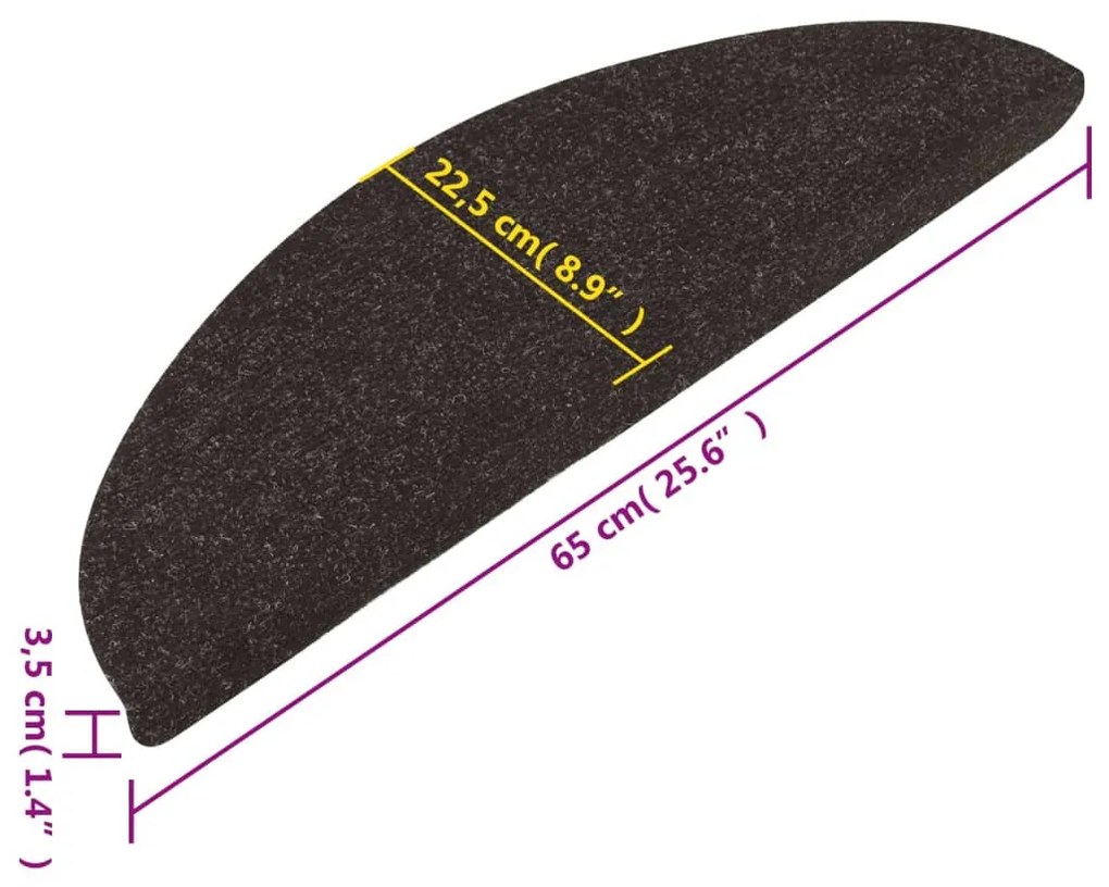 10 db fekete öntapadó lépcsőszőnyeg 65 x 22,5 x 3,5 cm