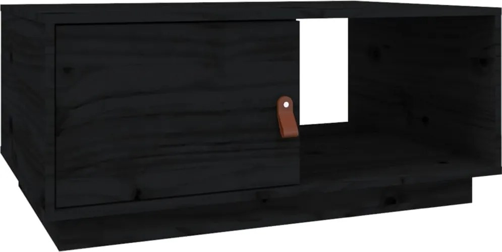 vidaXL fekete tömör fenyőfa dohányzóasztal 80 x 50 x 35,5 cm