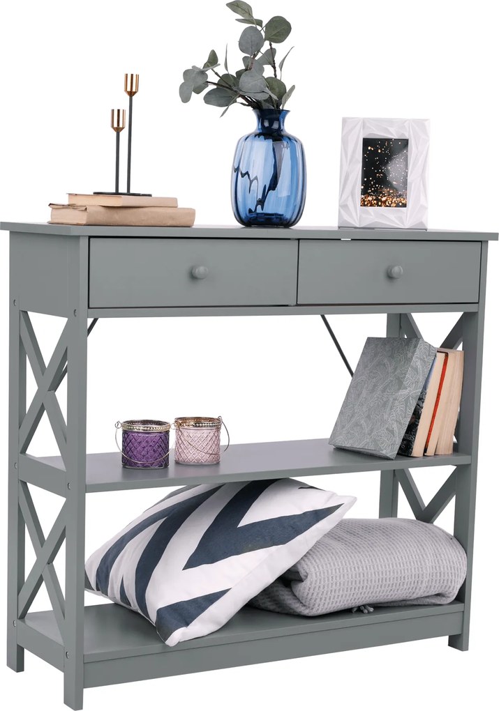 Konzolasztal, szürke, LOMIR