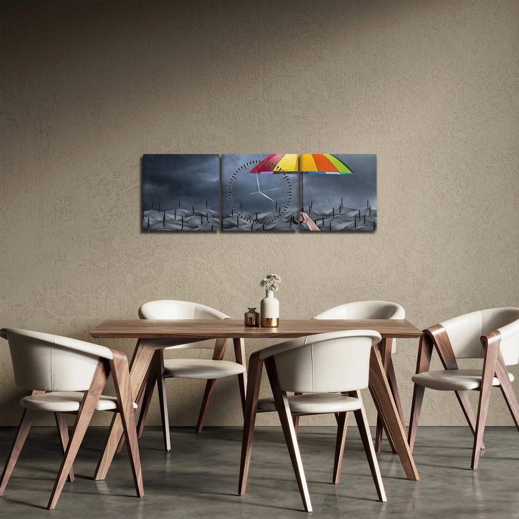 Kép - Esernyők (órával) (90x30 cm)