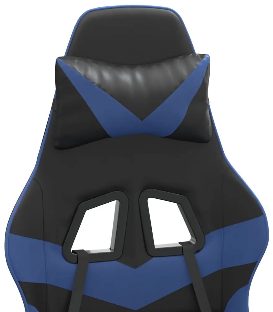 vidaXL fekete és kék műbőr forgó játékszék lábtartóval