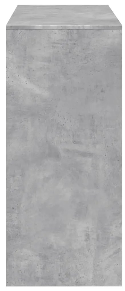 betonszürke szerelt fa bárasztal polccal 124 x 46 x 103,5 cm