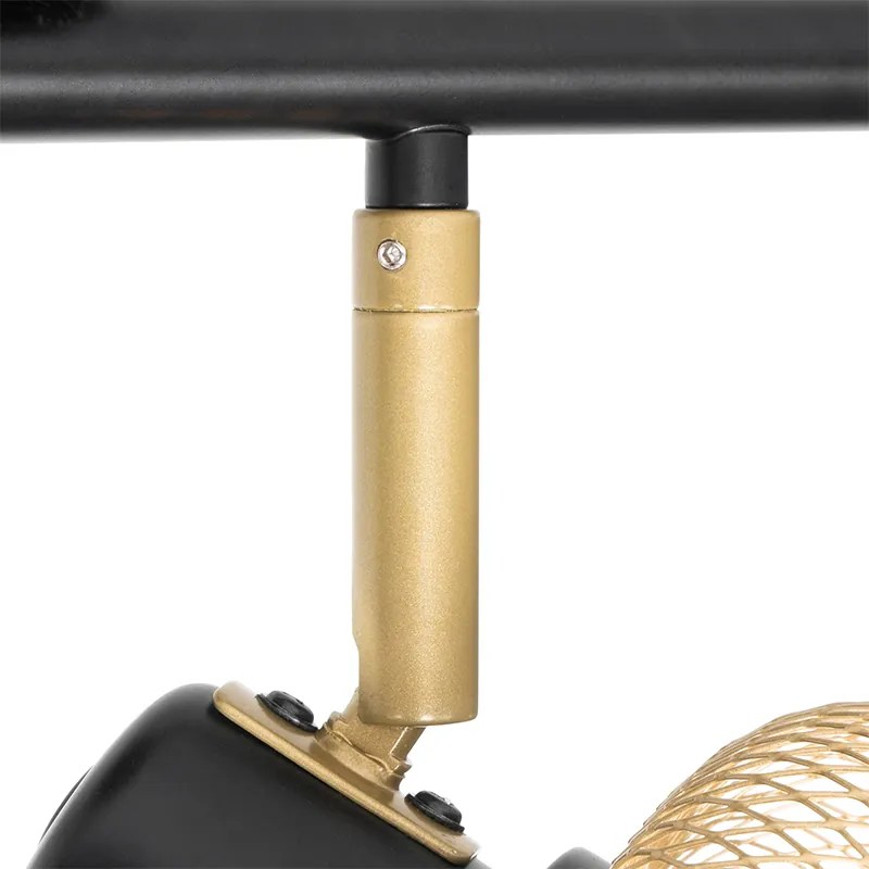 Ipari reflektor lámpa fekete arannyal 4-lámpás - Bliss Mesh