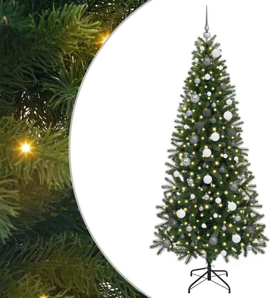 vidaXL Mű karácsonyfa 300 LED-del állvánnyal Zöld 210 cm PE és PVC