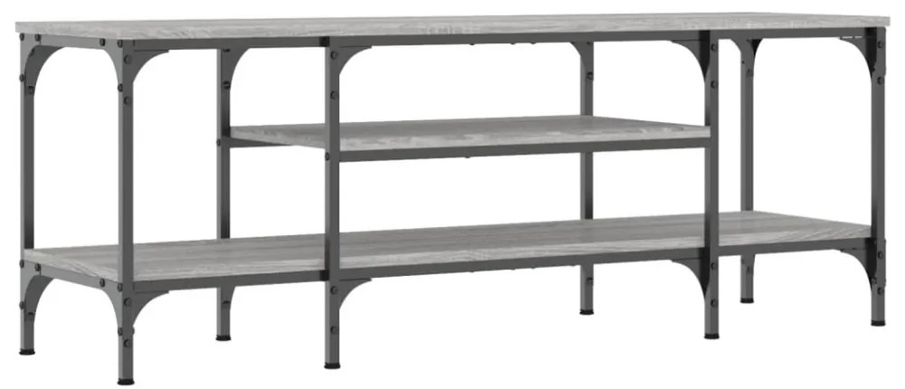 szürke sonoma színű szerelt fa és vas TV-szekrény 121x35x45 cm