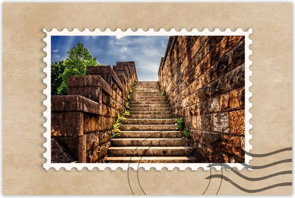 Poszterek 90x60 Kőlépcső fal