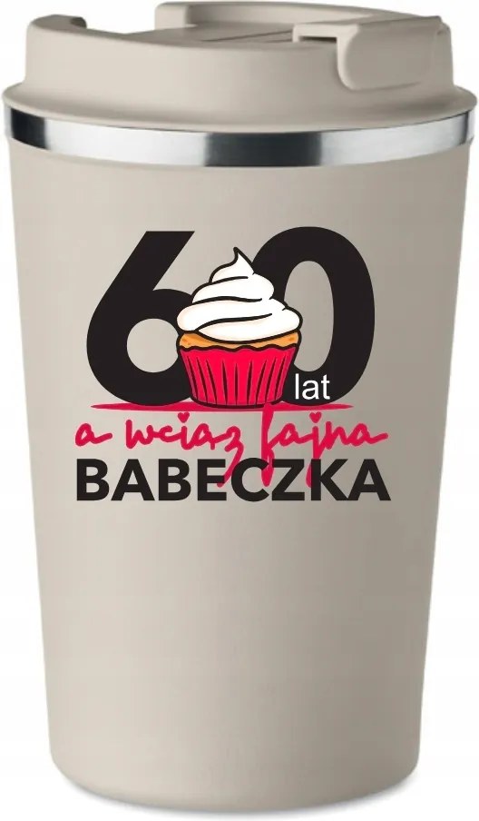 Prémium Termo Bögre bézs ajándék Muffin 60 éves Születésnapra KT_407