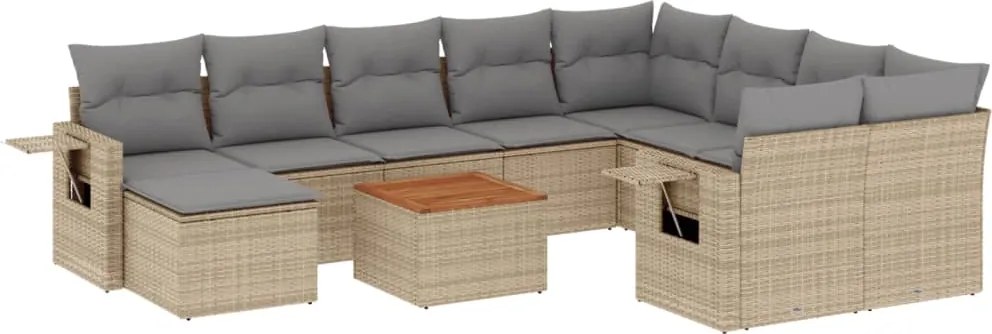 vidaXL 11részes vegyes bézs polyrattan kerti ülőgarnitúra párnákkal