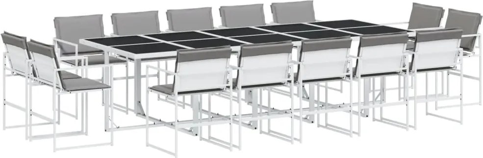 vidaXL 15 részes fehér textilén kerti étkezőgarnitúra párnákkal