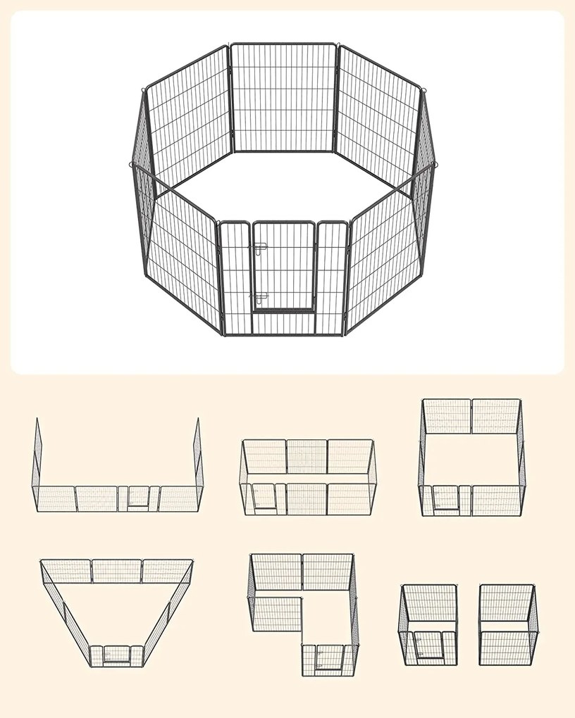 Kutya kennel, kutyaketrec 77x 100cm, kültéri kisállat kifutó, fekete