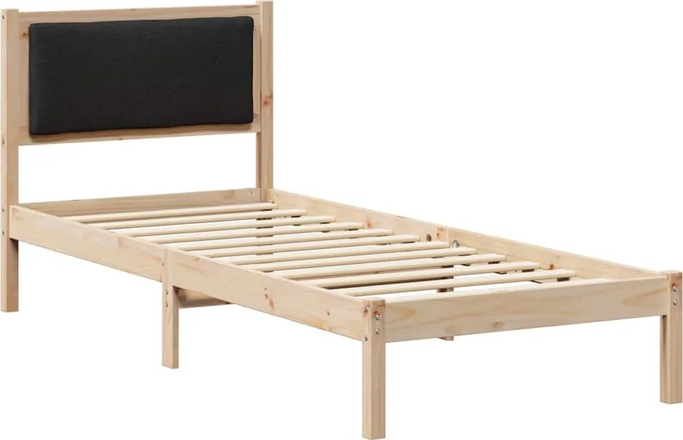 vidaXL Ágykeret fejtámlával Fekete 80 x 200 cm Tömör fenyőfa