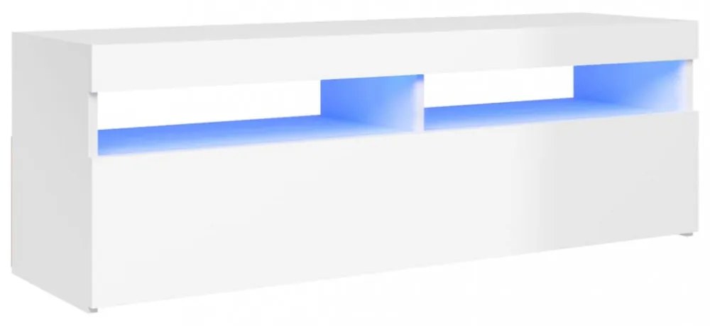 vidaXL magasfényű fehér TV-szekrény LED-lámpákkal 120 x 35 x 40 cm
